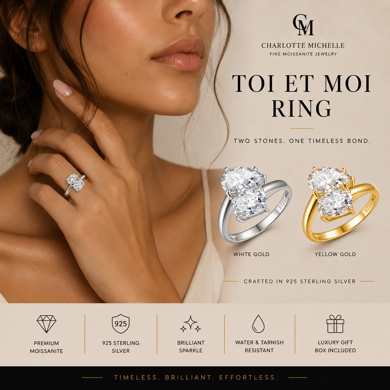 Dual-Stone Toi et Moi Ring