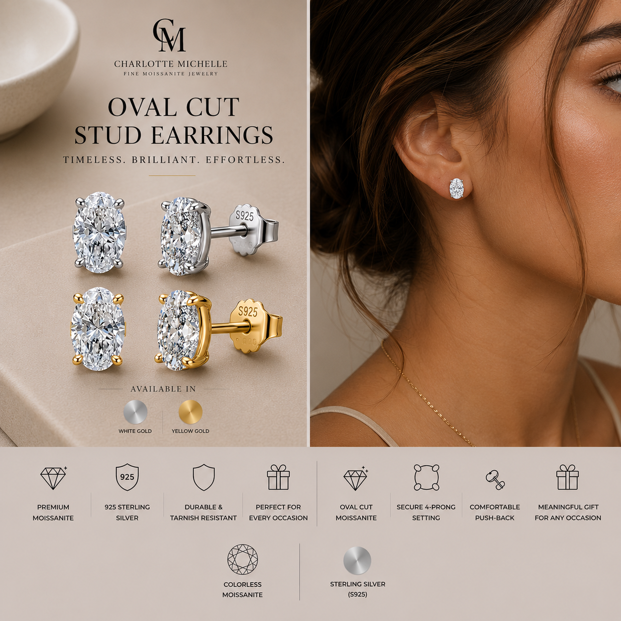 Oval Cut Stud Earrings