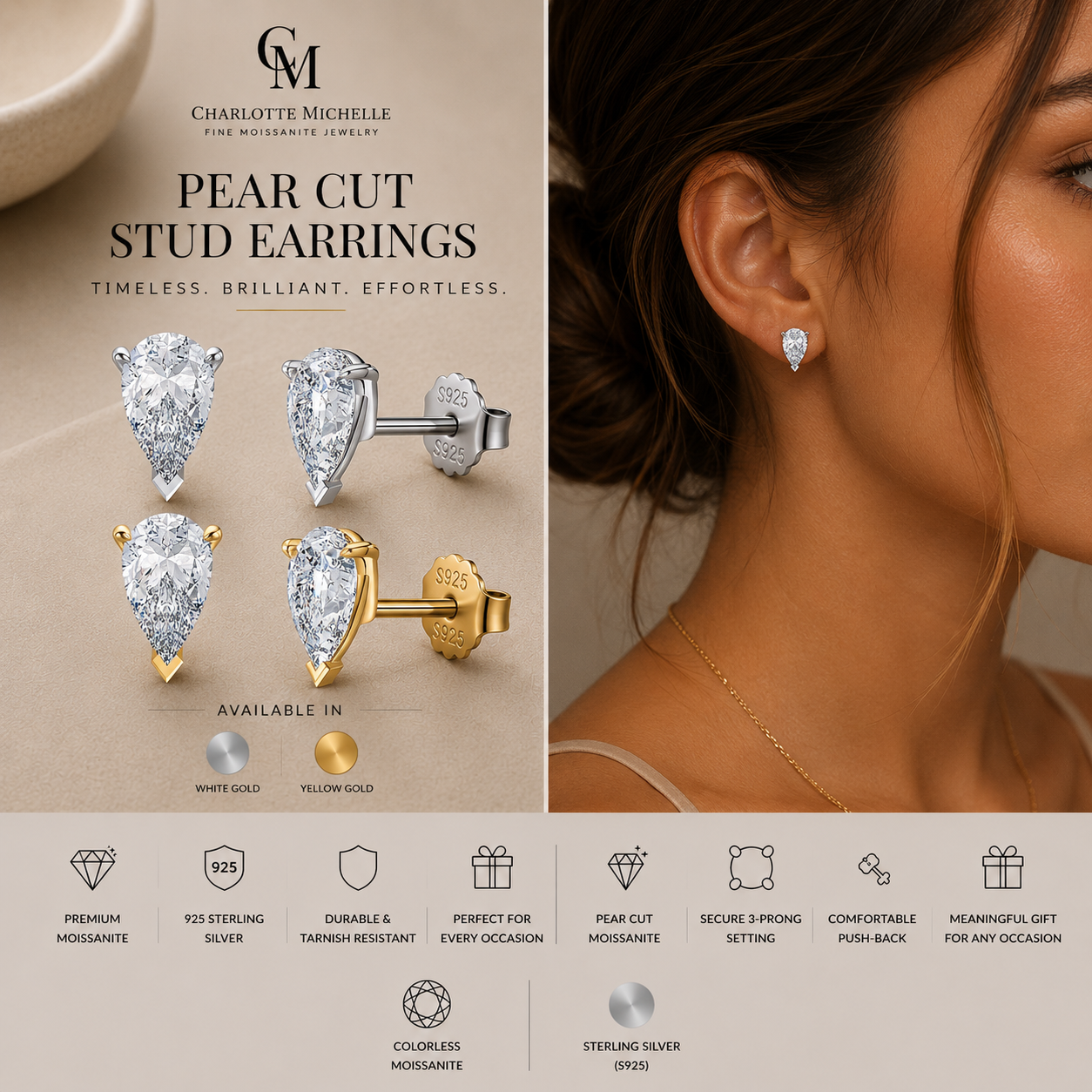 Classic Pear Stud Earrings