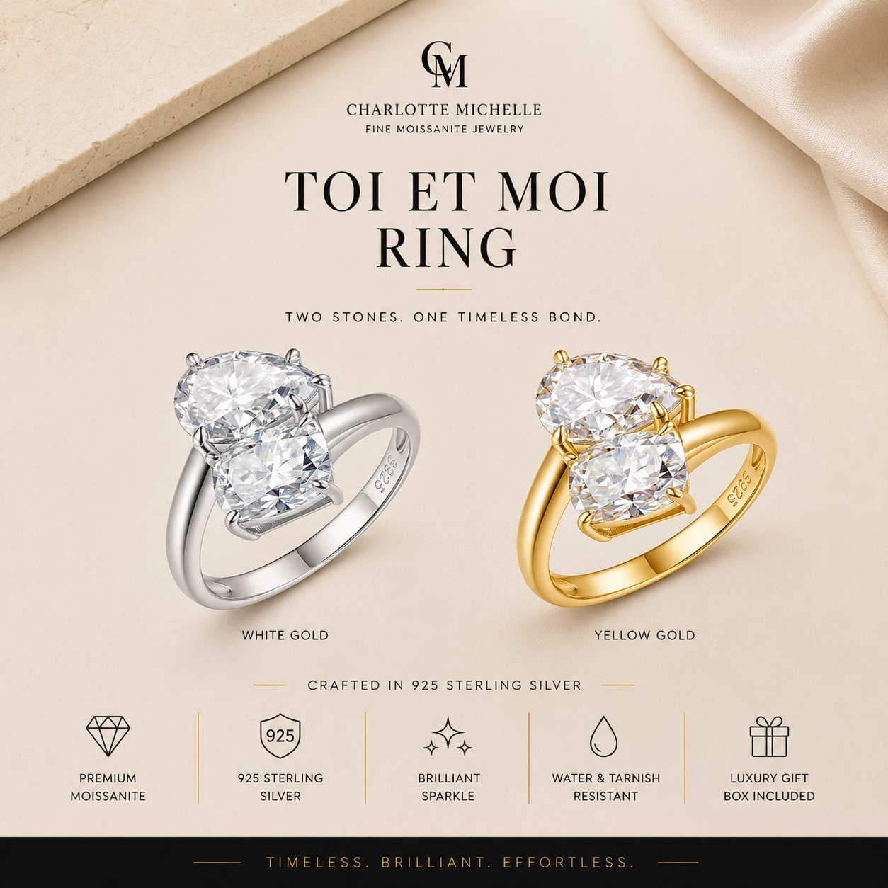 Dual-Stone Toi et Moi Ring