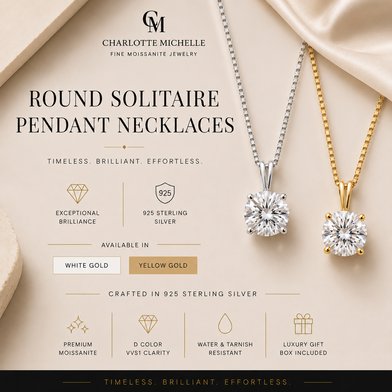 Round Solitaire Pendant Necklace