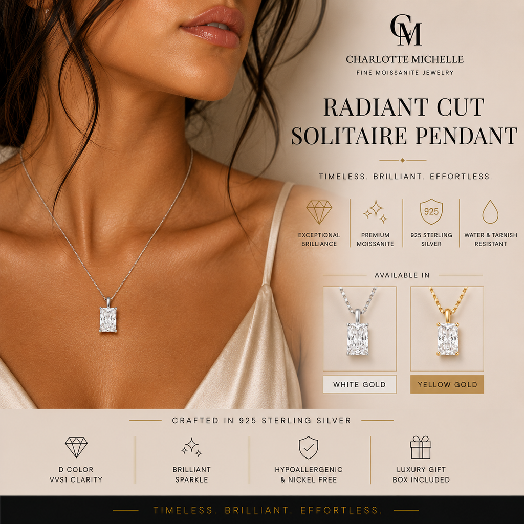 Radiant Cut Solitaire Pendant Necklace