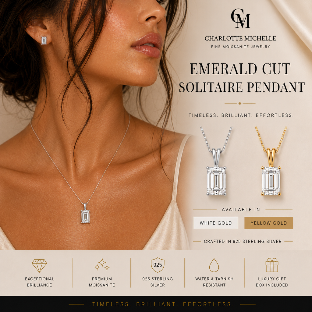 Emerald Cut Solitaire Pendant Necklace