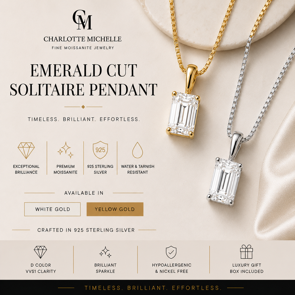 Emerald Cut Solitaire Pendant Necklace