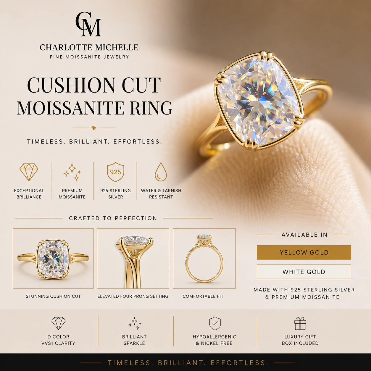 Cushion Cut Solitaire Ring