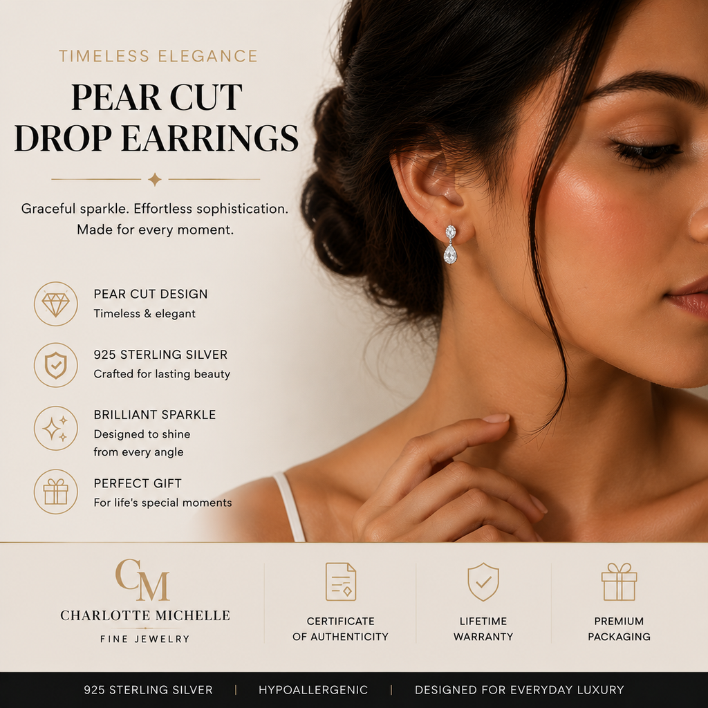 Pear Cut Drop Earrings