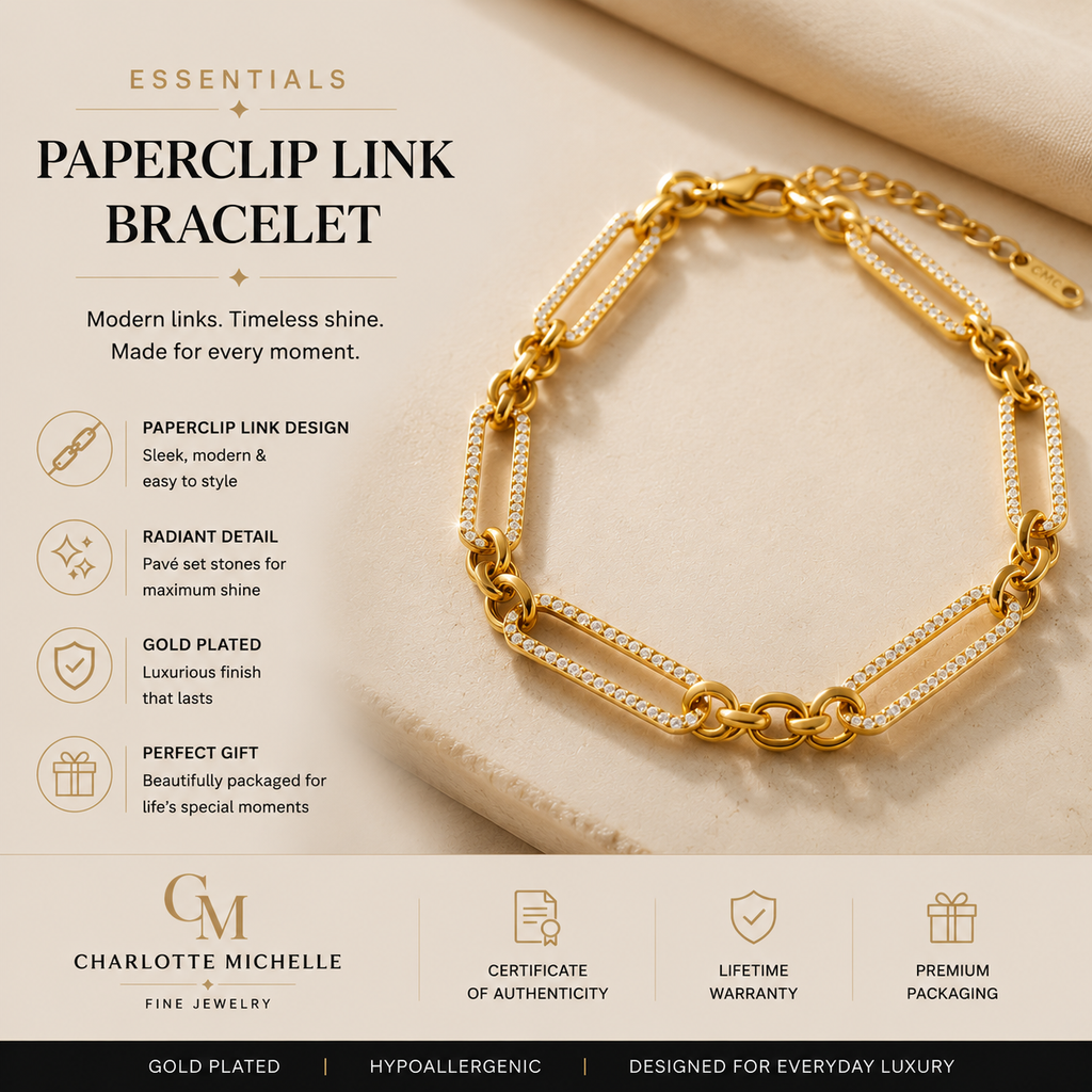 Essentials Paperclip Link Bracelet (Gold Plated)